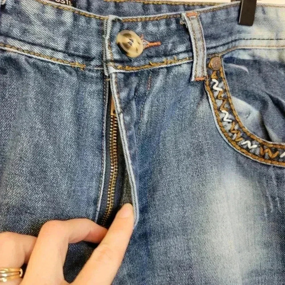 GS115 Embroydered Western Cowboy 100% Cotton Jeans, Size 36×32 Line Dancing - Picture 4 of 12